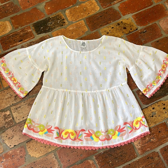 Ivy Jane boho peplum bell sleeve top szXS - Picture 5 of 9